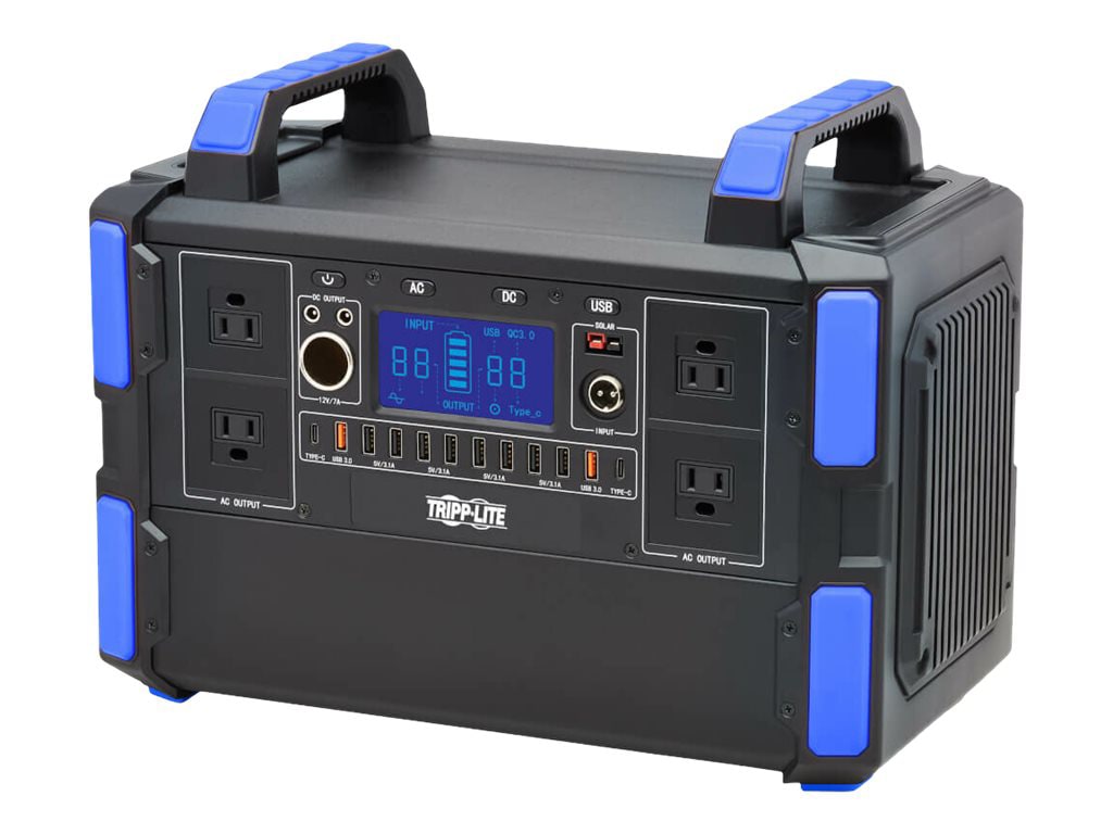 Tripp Lite Portable Power Station - 1000W, Lithium-Ion (LFP), AC, DC, USB-A, USB-C, QC 3.0 - UPS - 1000 Watt