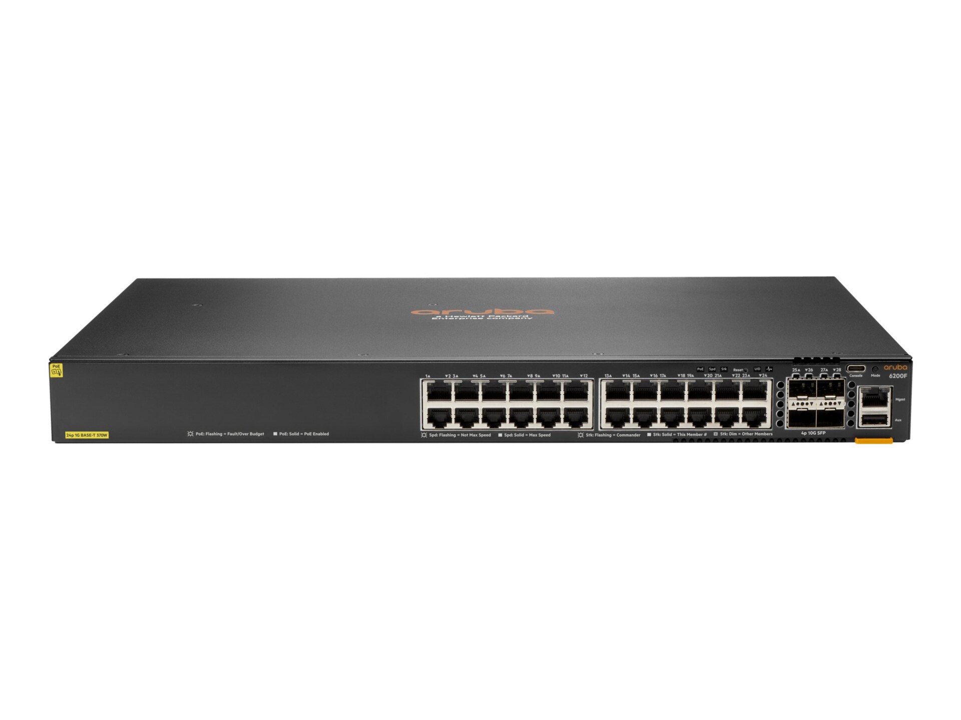 HPE Aruba 6200F 24G Class4 PoE 4SFP+ 370W Switch - switch - Max. Stacking Distance 10 kms - 24 ports - managed -