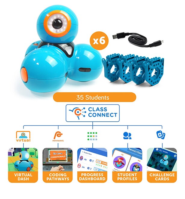 Teq Wonder Workshop Dash Classroom Curriculum Pack - WW-SH-D6PX1-1X1-CC12 -  STEM & Robotics 