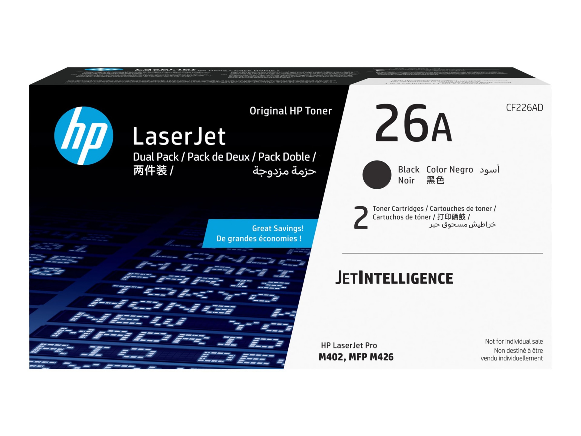 HP 26A Original Average Yield Laser Toner Cartridge - Dual Pack - Black - 2