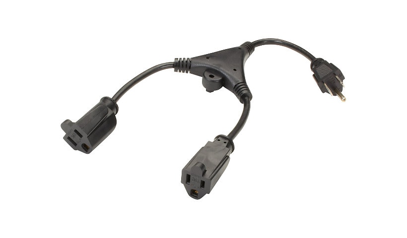 Black Box Power Cord Y-Adapter, 12", with 3-Prong Power Plugs