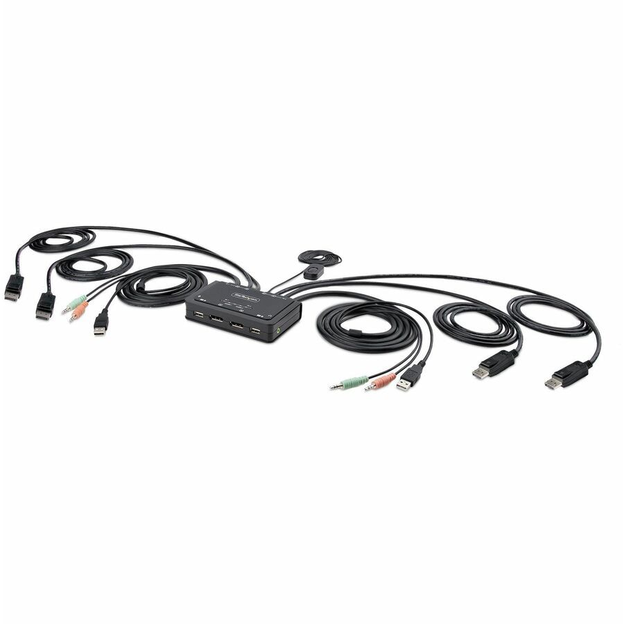 StarTech.com 2-Port Dual-Monitor DisplayPort Cable KVM Switch, 4K 60Hz, Com