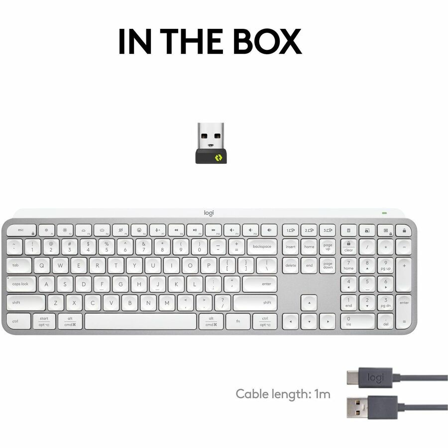 Thumbnail 3 of 10 for Logitech MX Keys S Wireless Keyboard, Low Profile, Fluid Precise Quiet Typing, USB C Rechargeable, Pale Gray