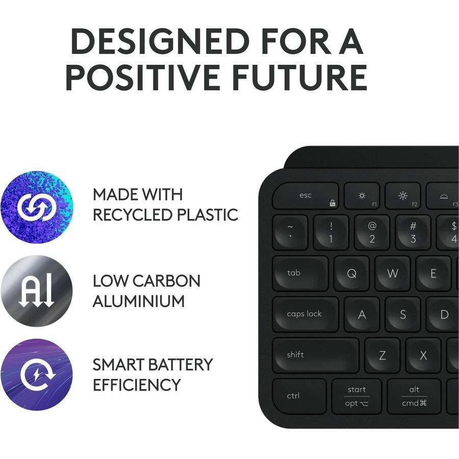 Thumbnail 6 of 10 for Logitech MX Keys S Wireless Keyboard, Low Profile, Fluid Precise Quiet Typing, USB C Rechargeable, Black