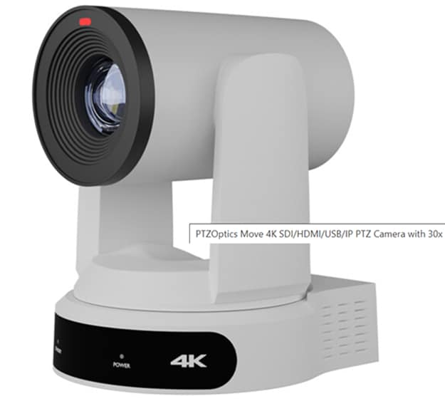 PTZOptics Move 4K PTZ Camera with 30x Zoom - White