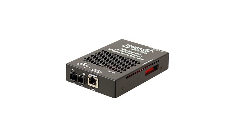 Transition Networks Stand-Alone 10/100/1000 Ethernet Media Converter - convertisseur de média à fibre optique - 10Mb LAN, 100Mb LAN, GigE