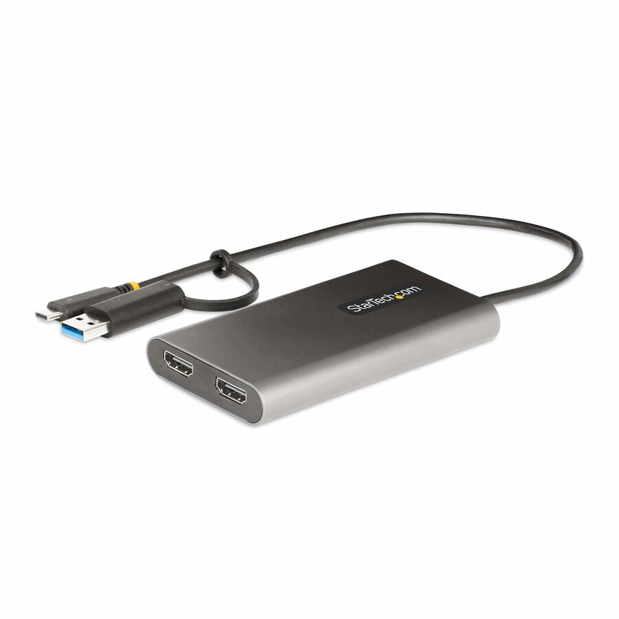 Thumbnail 2 of 8 for StarTech.com USB-C to Dual-HDMI Adapter, USB-C/A to 2x HDMI, 4K 60Hz, 100W PD Passthrough, 1ft/30cm Cable, USB, TAA