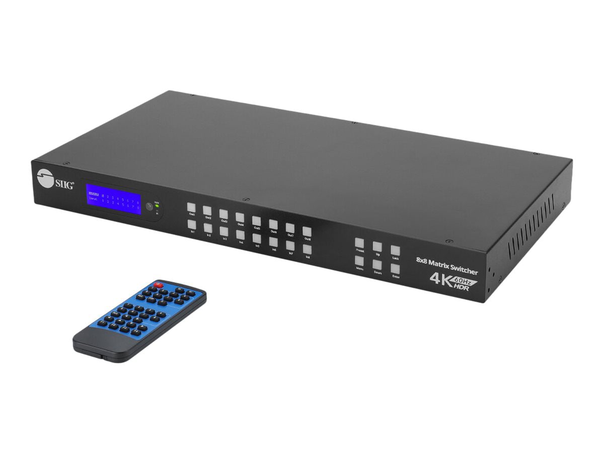 SIIG 8x8 HDMI 4K60Hz Matrix Switcher with LCD- 18Gbps- Downscaling - video/