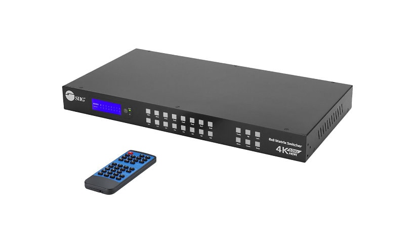 SIIG 8x8 HDMI 4K60Hz Matrix Switcher with LCD- 18Gbps- Downscaling - video/audio switch - HDMI, 4K60Hz, matrix, with