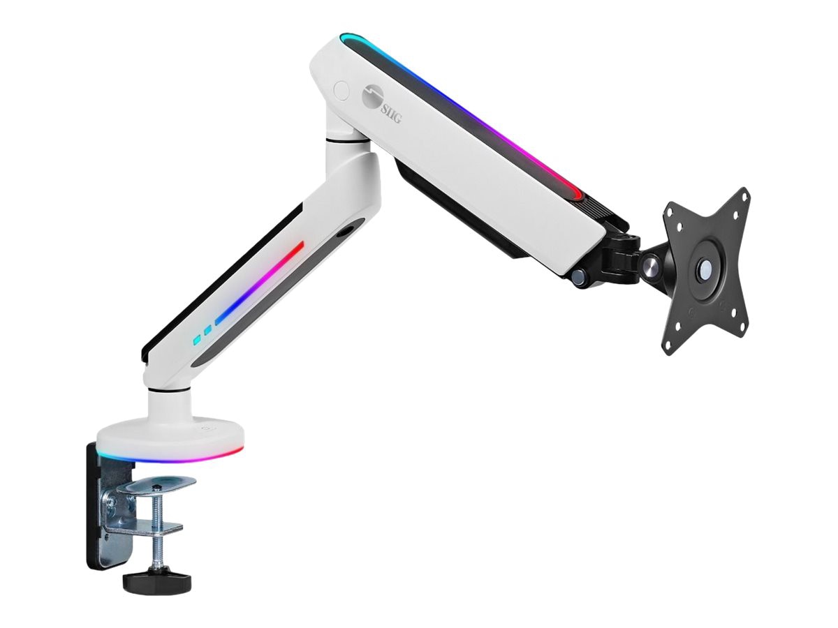 SIIG Premium Single-Monitor Arm Desk Mount with Gaming RGB Lighting - 17" to 34"- up to 19.8 lbs mounting kit - for flat
