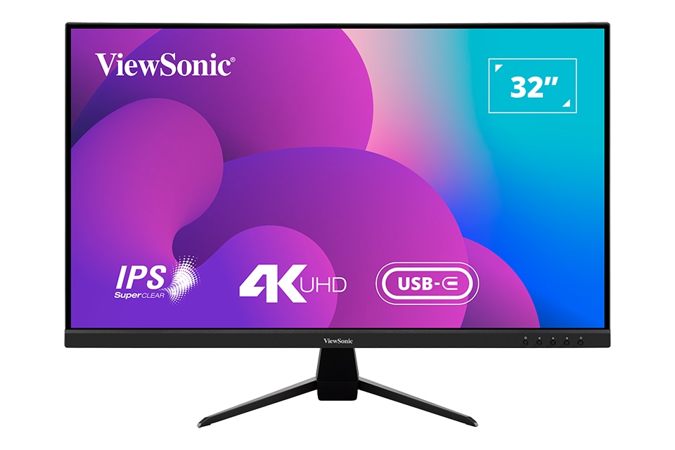 ViewSonic VX3267U-4K - 4K UHD Thin-Bezel IPS Monitor with 65W USB-C, HDMI, DisplayPort, HDR10 - 350 cd/m² - 32"