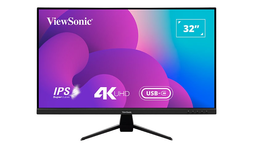 ViewSonic VX3267U-4K - 4K UHD Thin-Bezel IPS Monitor with 65W USB-C, HDMI, DisplayPort, HDR10 - 350 cd/m² - 32"