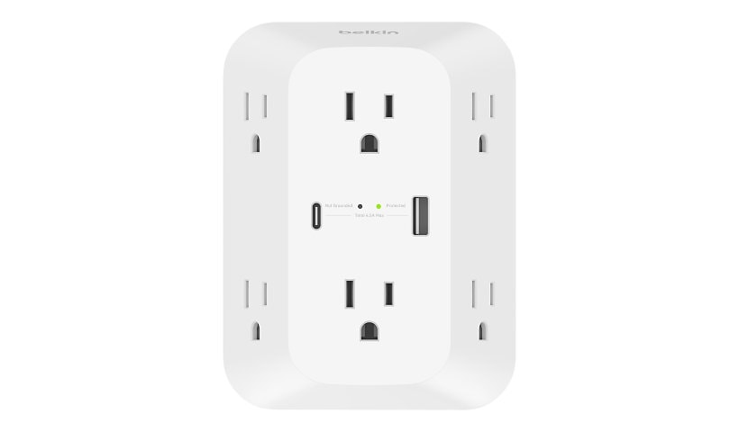 Belkin 8 Outlet Surge Protector Wall Charger with USB-C and USB-A ports - 1680 Joules