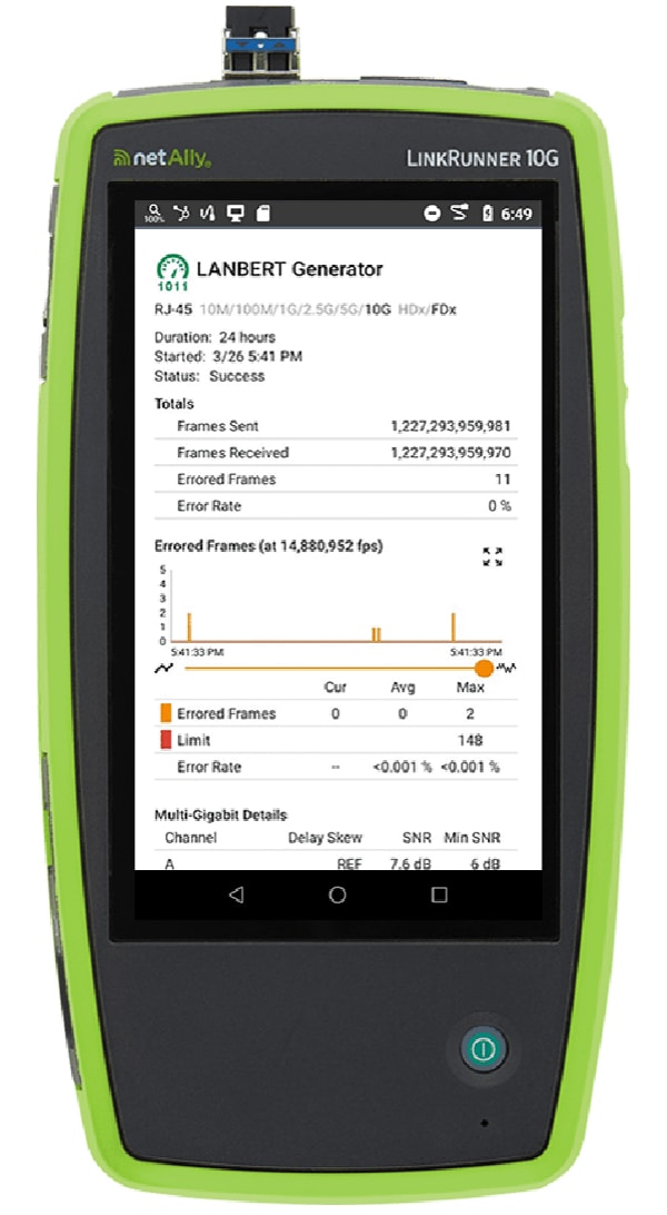 NetAlly LinkRunner 10G Advanced Ethernet Tester