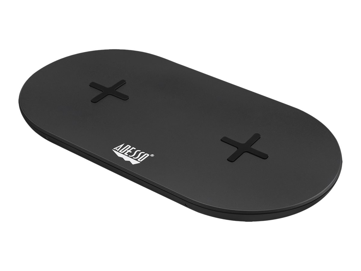 Adesso 15W Max Qi-Certified Dual 2-Coil Wireless Fast Charging Pad