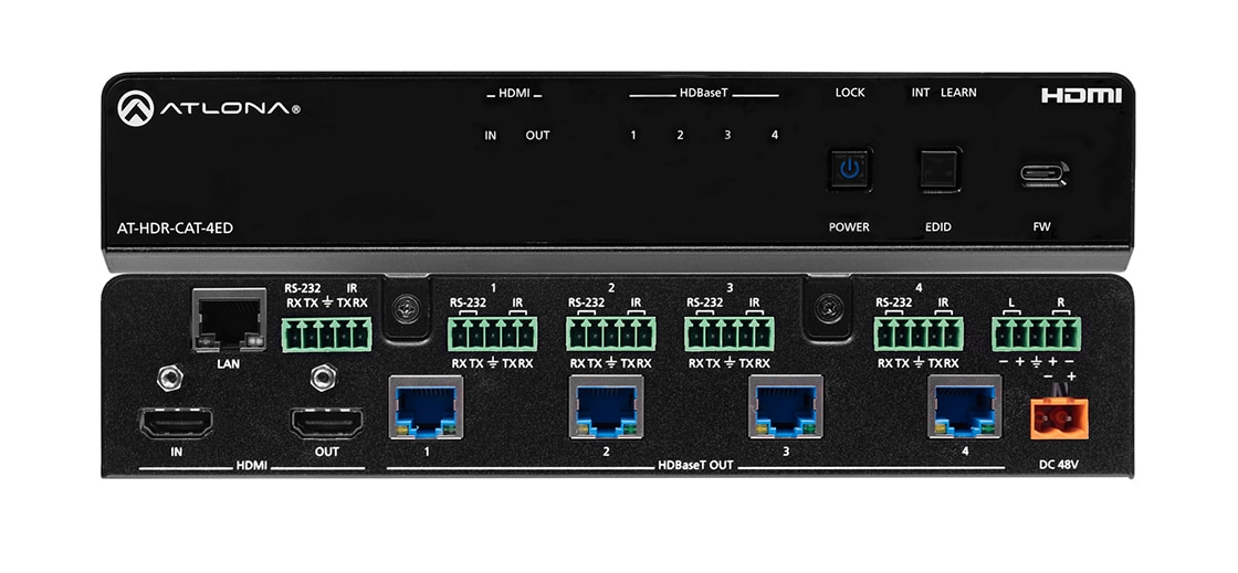 Atlona Four-Output Extended Distance 4K HDR HDMI to HDBaseT Distribution Am