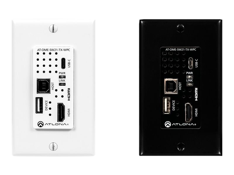 Atlona Wallplate HDBaseT Transmitter for HDMI and USB-C with USB Hub - video/audio extender - HDBaseT