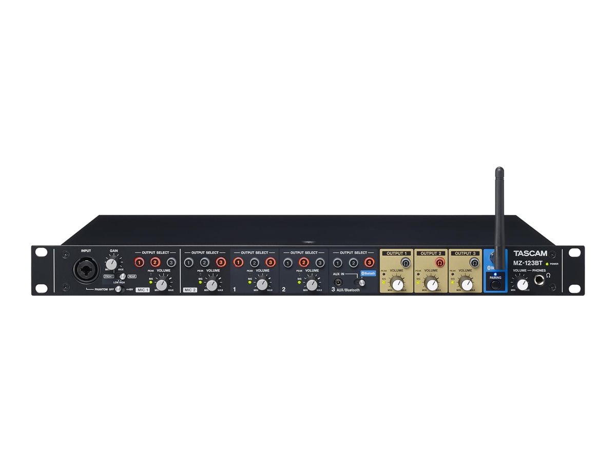 TASCAM MZ-123BT 3-Channel Rackmount Multi-zone Mixer with Bluetooth