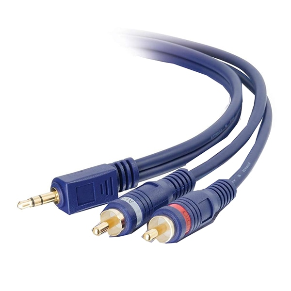 C2G 1.8m Velocity One 3.5mm Stereo Male to Two RCA Stereo Male Y-Cable - Bl