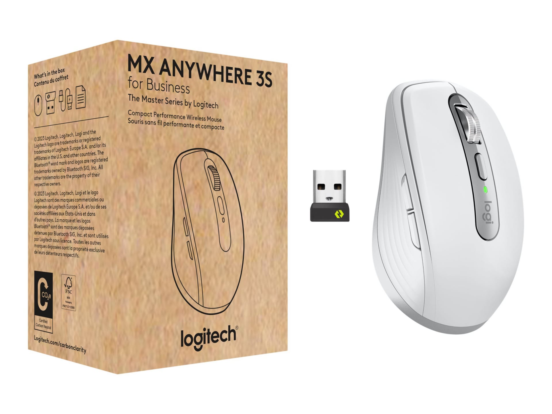 Logitech MX Anywhere 3S for Business - Wireless Mouse, Pale Gray - mouse - compact - Bluetooth - pale gray