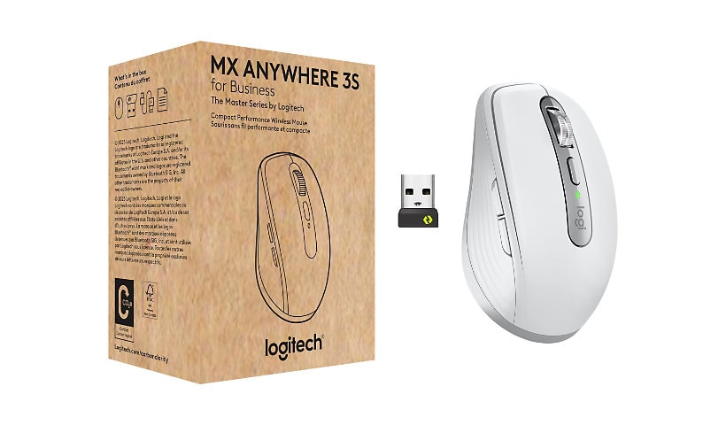 Logitech MX Anywhere 3S for Business - Wireless Mouse, Pale Gray - souris - compact - Bluetooth - gris pâle