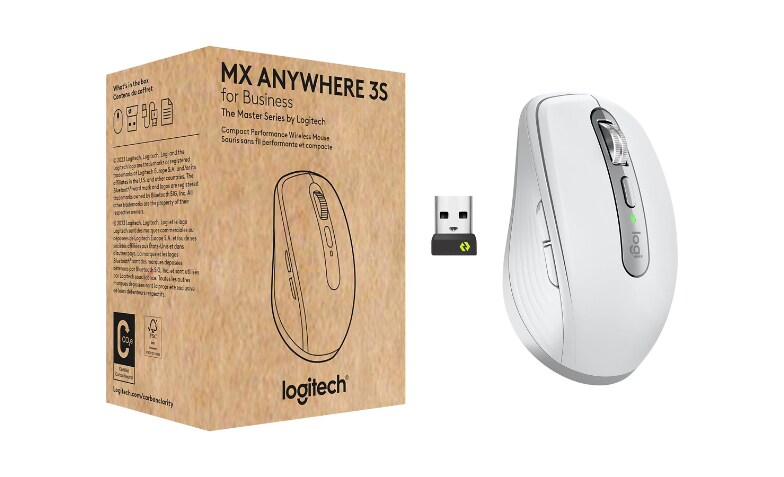 Logitech MX Anywhere 3S for Business - Wireless Mouse, Pale Gray - mouse -  compact - Bluetooth - pale gray