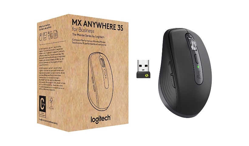 Logitech MX Anywhere 3S for Business - Wireless Mouse, Graphite - souris - compact - Bluetooth - graphite