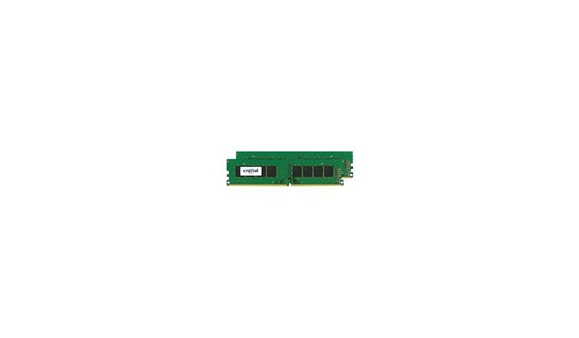 Crucial - DDR4 - kit - 16 GB: 2 x 8 GB - DIMM 288-pin - 2400 MHz / PC4-19200 - unbuffered