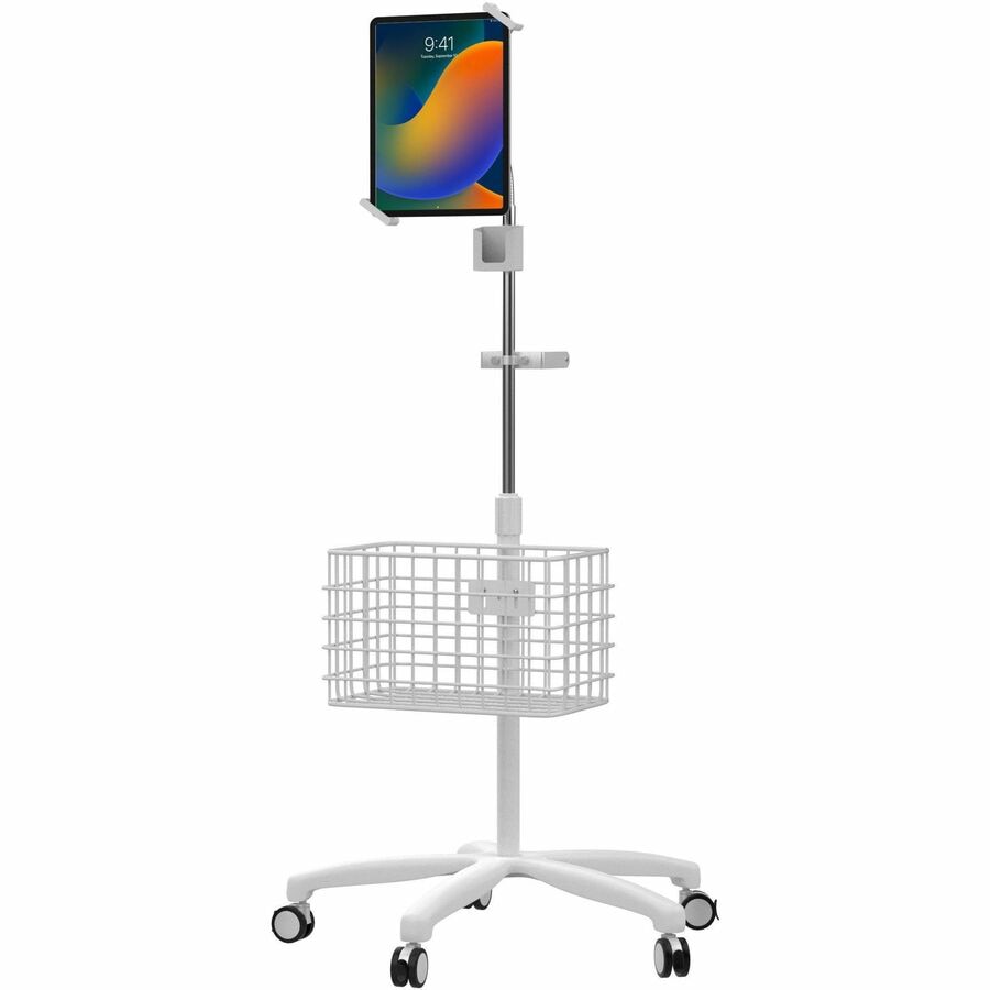 CTA Digital Heavy-Duty Security Medical Mobile Floor Stand for 7" to 13" Tablet - White