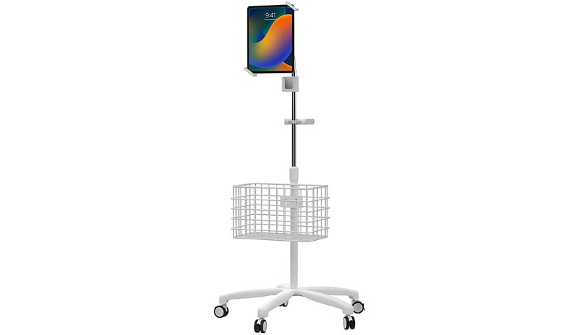 CTA Digital Heavy-Duty Security Medical Mobile Floor Stand for 7" to 13" Tablet - White