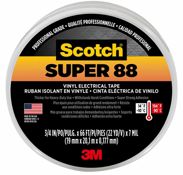 3M Scotch Super 88 3/4"x 66'x0.0085" Electrical Tape - Black