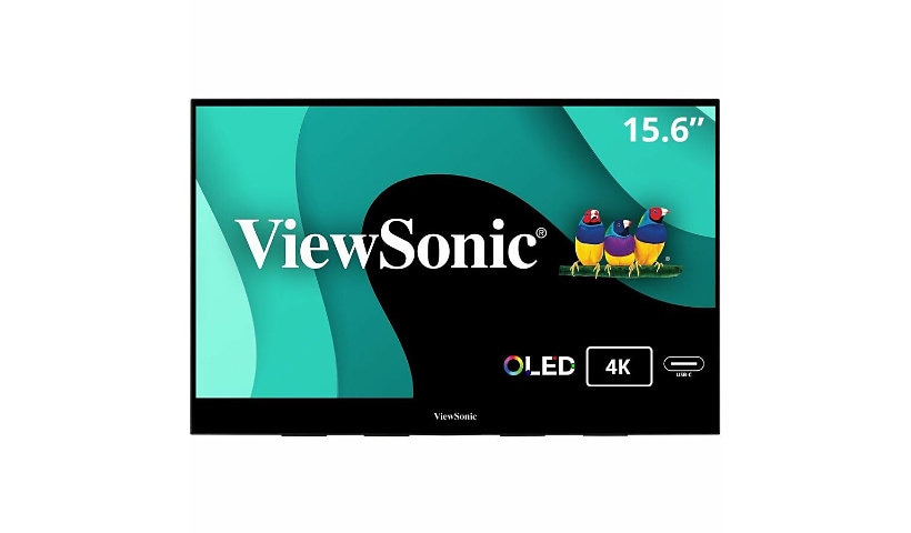 ViewSonic VX1655-4K-OLED - 4K OLED Portable Monitor w/ 60W USB-C, mini HDMI, Kickstand, 100% DCI-P3 - 400 cd/m² - 15.6"