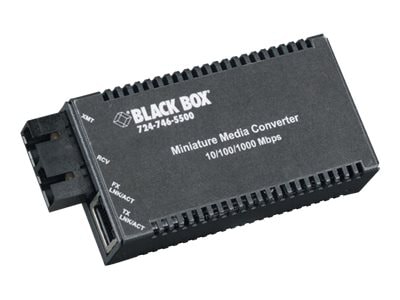 Black Box 10-/100-/1000-Mbps Autosensing Miniature Media Converters - fiber media converter - 10Mb LAN, 100Mb LAN, GigE