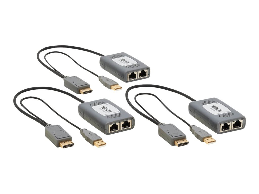 Tripp Lite DisplayPort over Cat6 Extender Kit Pigtail Transmitter/2x Receiver 2-Port 4K60Hz