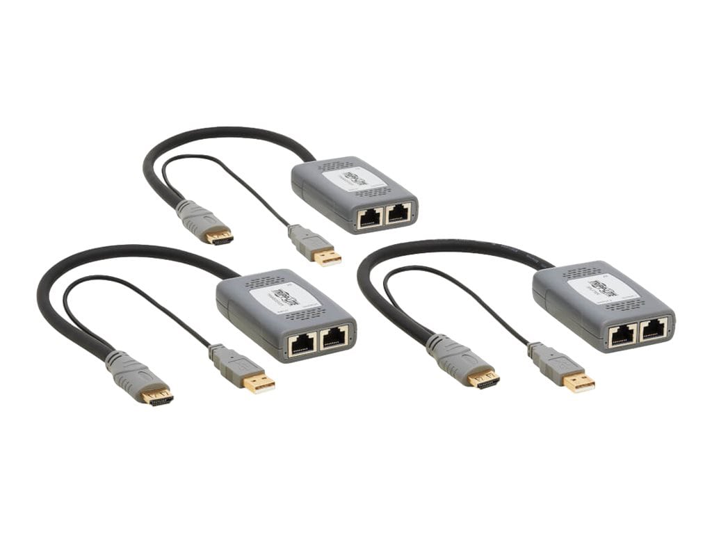 Tripp Lite HDMI over Cat6 Extender Kit Pigtail Transmitter/2xReceiver 2-Port 4K60Hz
