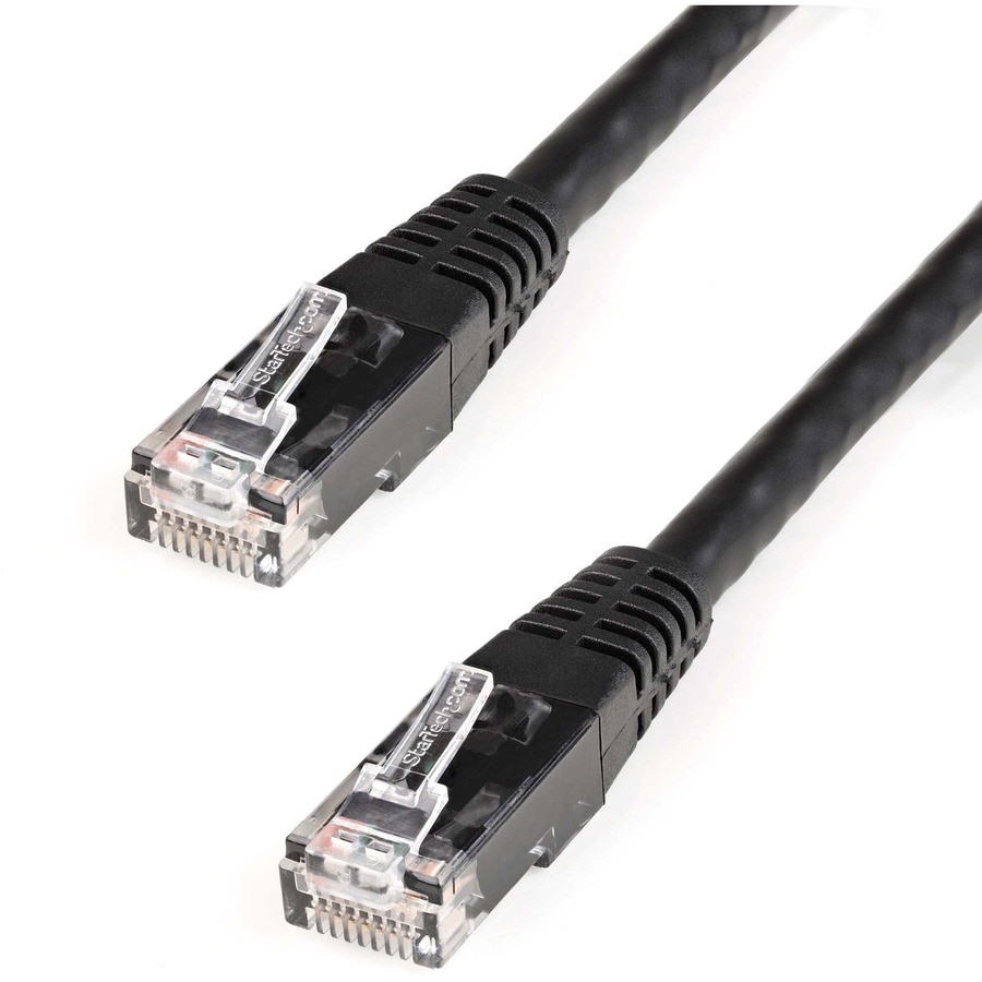 StarTech.com 8ft Black CAT6 Ethernet Cable - Molded CAT6 Patch Cord - PoE++ Gigabit Network Cable - M/M