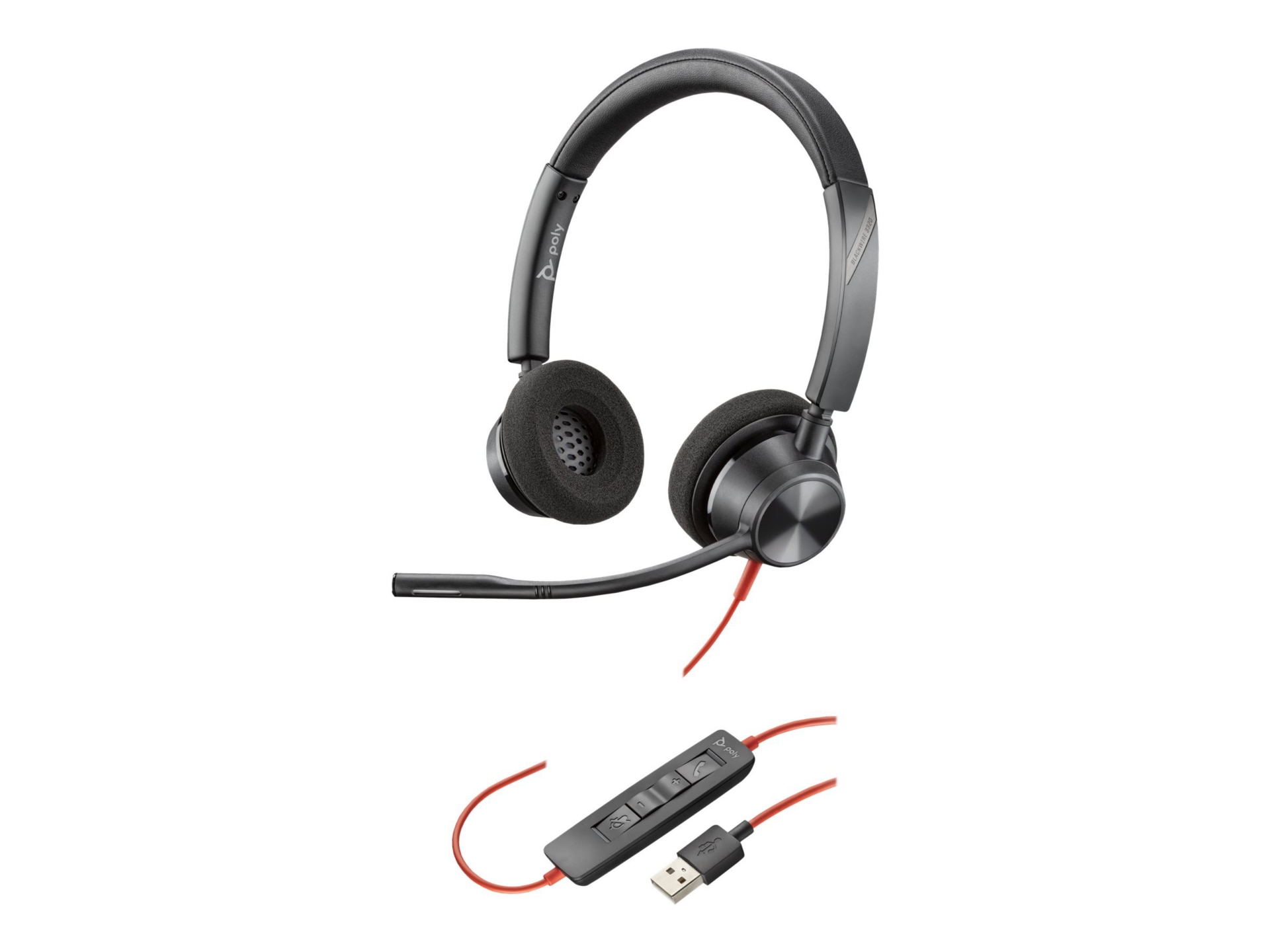 Poly Blackwire 3320 Microsoft Teams Certified USB-A Headset TAA