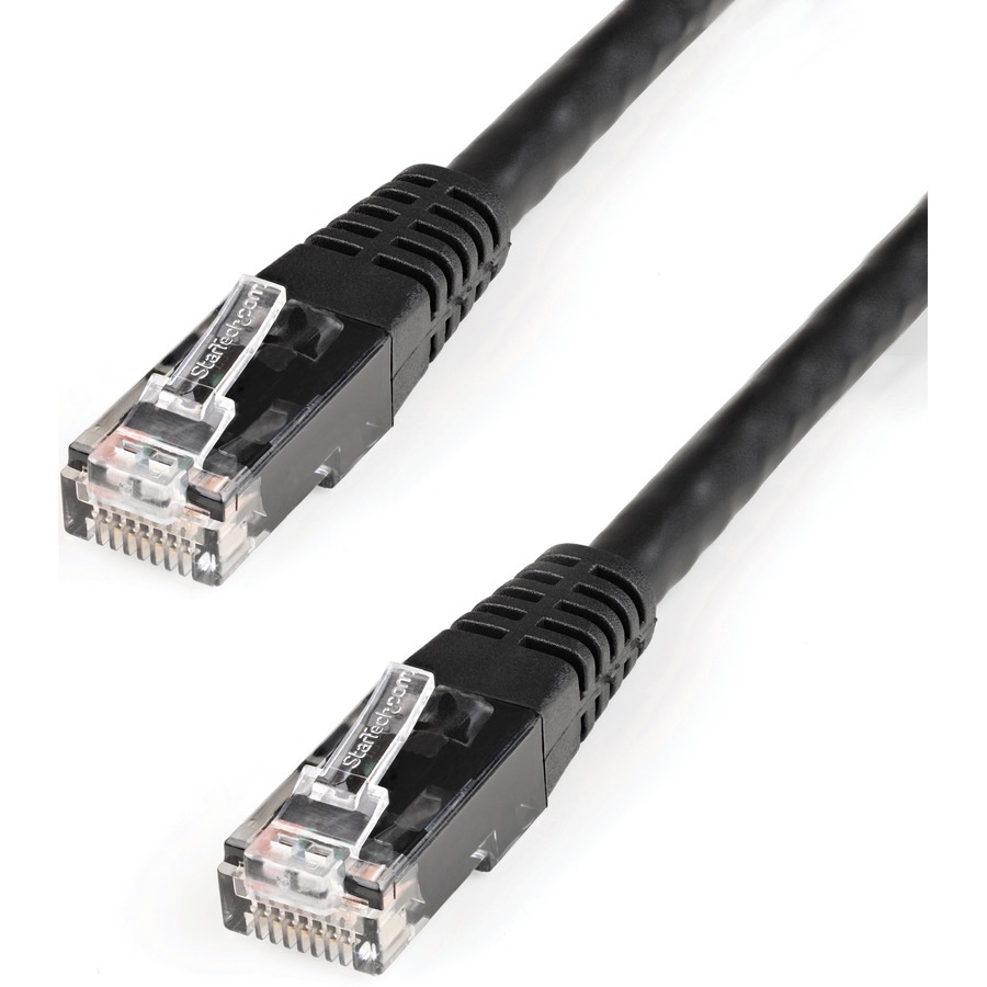 StarTech.com 50ft Black CAT6 Ethernet Cable - Molded CAT6 Patch Cord - PoE+