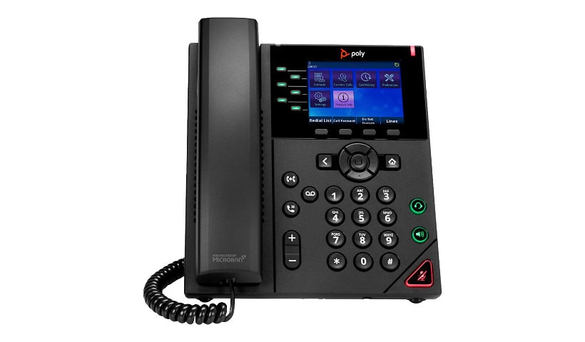 Poly VVX 350 IP Phone - Corded - Corded - Desktop, Wall Mountable - Black - TAA Compliant