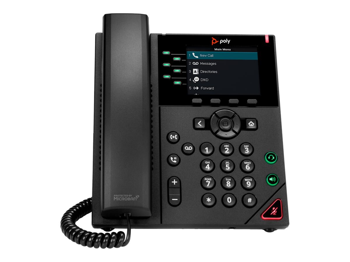 Poly VVX 350 IP Phone - Corded - Corded - Desktop, Wall Mountable - Black
