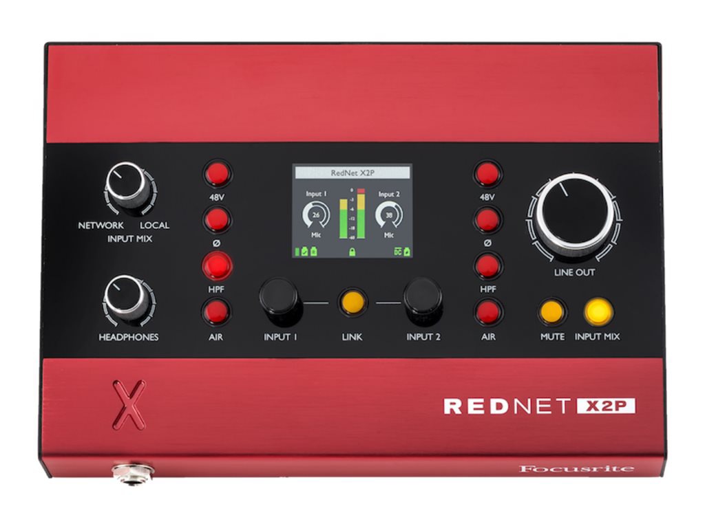 Focusrite RedNet X2P digital to analog audio converter / microphone / instrument preamplifier