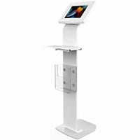 CTA Digital Premium Locking Floor Stand Kiosk with Universal Security Enclosure, Keyboard Tray, and Storage Compartment