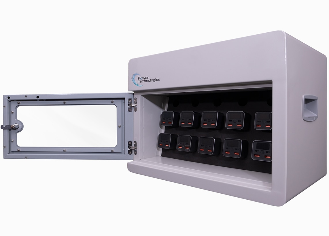 Anywhere Cart PowerVault 10 Bay Secure Battery Charging Cabinet with 5 Powe