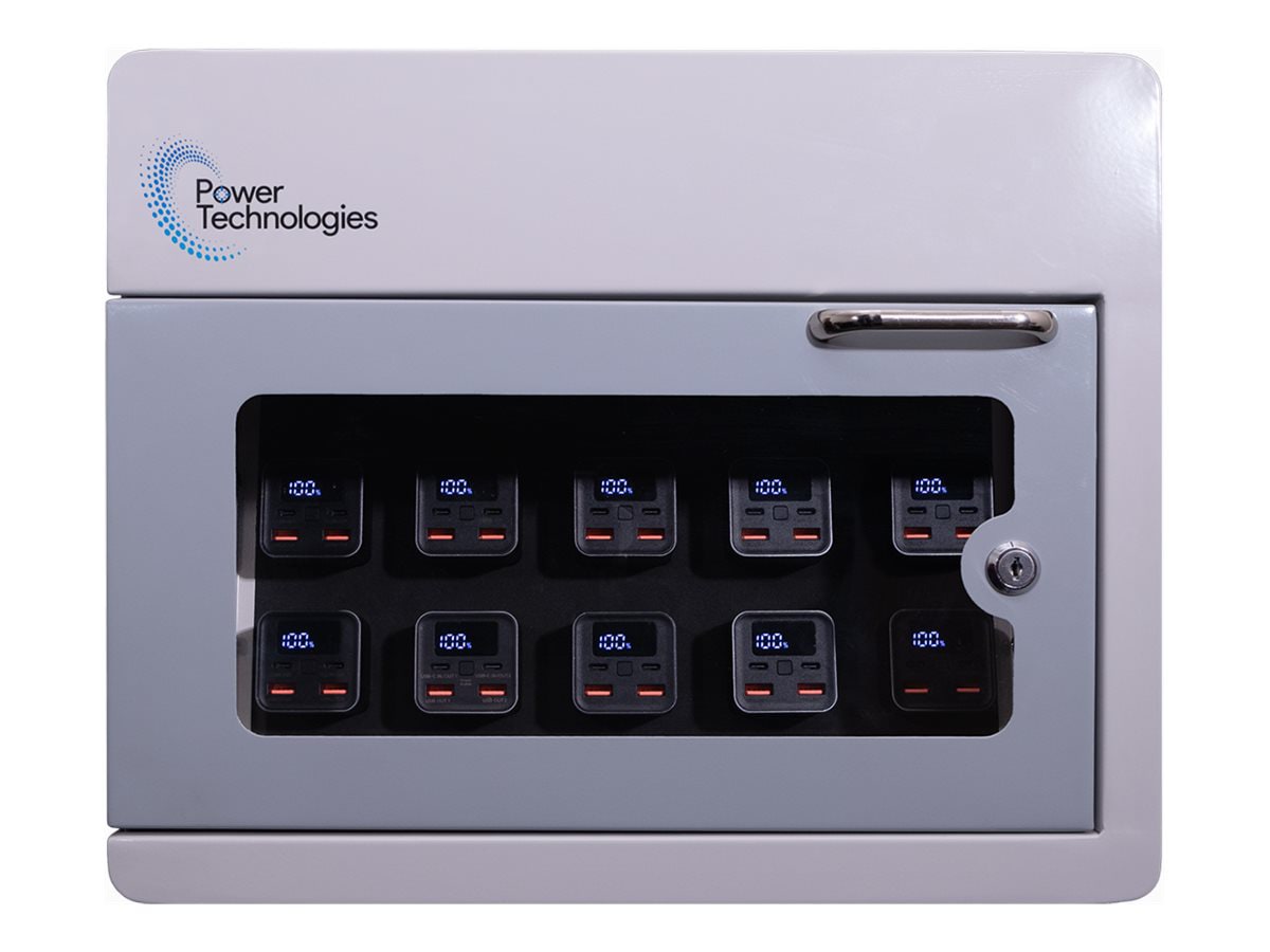 Power Technologies PowerVault-10/10 cabinet unit - for 10 portable batteries - w/ 10 Power Bank Batteries