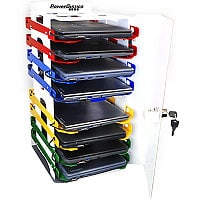 PowerGistics TableTower8 USB 8-Shelf Desktop Storage and Charging Station with Locking Front Door