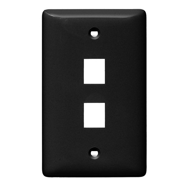 Hubbell Premise Wiring Single Gang Dual Port Wall Plate - Black