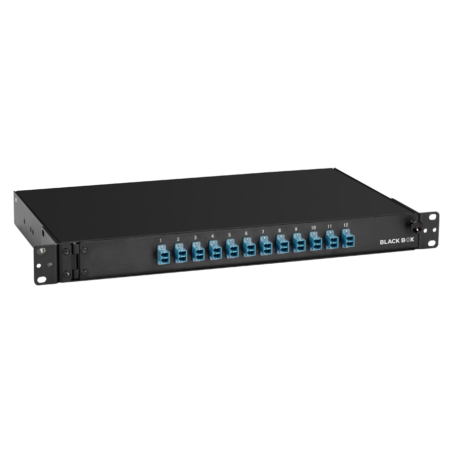 Black Box Rackmount Preloaded Fiber Enclosure, 1U, (12) Duplex LC Pair