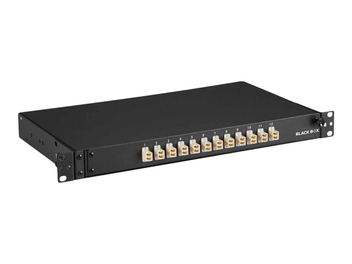 Black Box Rackmount Preloaded Fiber Enclosure, 1U, (12) Duplex LC Pair