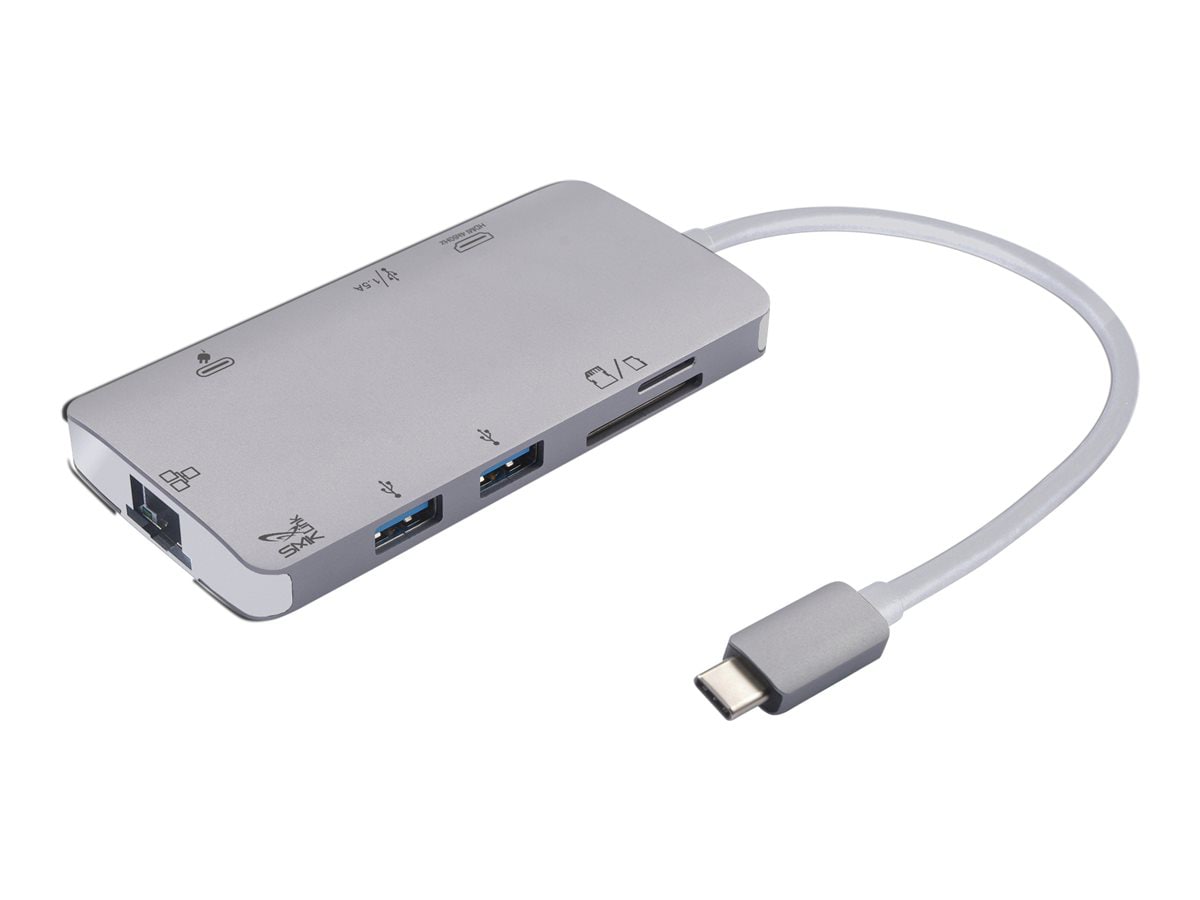 SMK-Link VP6920-2 USB-C Multi-Port Mini Docking Station w/ 4k HDMI, GigE, USB-A, 100W PD, 12 Inch Data Cable SD/microSD