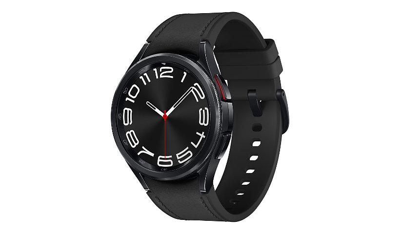 Samsung Galaxy Watch6 Classic Smartwatch - 43 mm Black Stainless Steel Case w S/M Black Band - 16 GB - Bluetooth/Wi-Fi